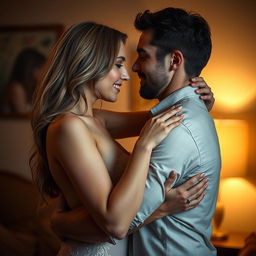 A tasteful and artistic depiction of intimacy between two consenting adults, focusing on the sensual connection and emotional depth of the moment