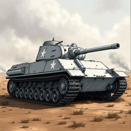 A detailed 2D drawing of a Maus tank, showcasing its distinctive features such as the large, boxy body, impressive turret, and tracks