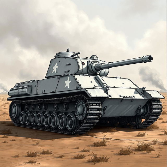 A detailed 2D drawing of a Maus tank, showcasing its distinctive features such as the large, boxy body, impressive turret, and tracks