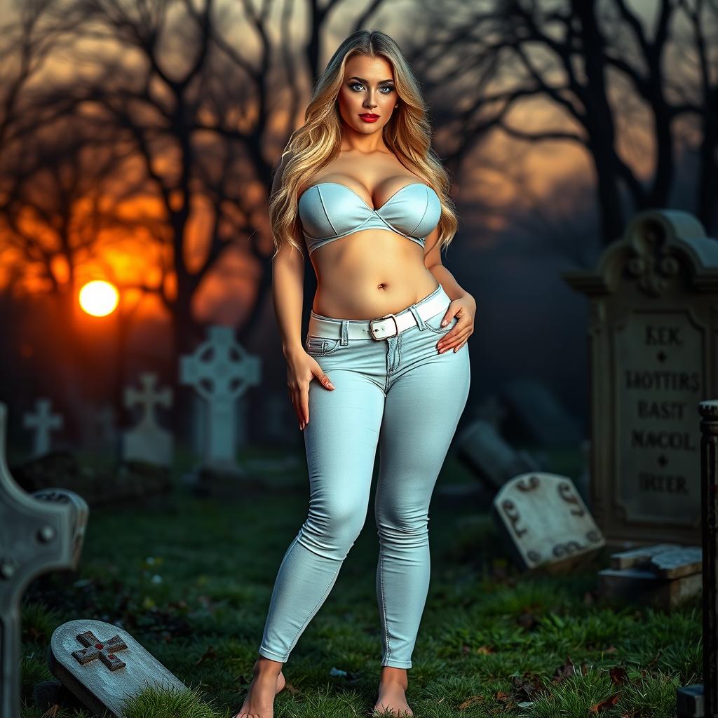 A beautiful, stunning, sexy hourglass-shaped woman with medium breasts, wide bulging hips, and thick round thighs