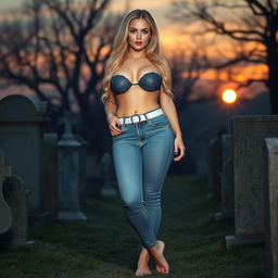A beautiful, stunning, sexy hourglass-shaped woman with medium breasts, wide bulging hips, and thick round thighs