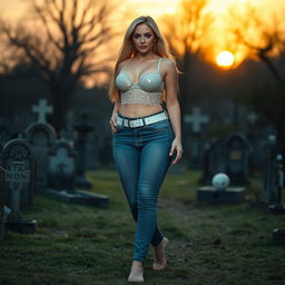 A beautiful, stunning, sexy hourglass-shaped woman with medium breasts, very wide, bulging hips, and thick round thighs