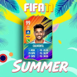 A high-quality FIFA Mobile card design featuring vibrant summer themes