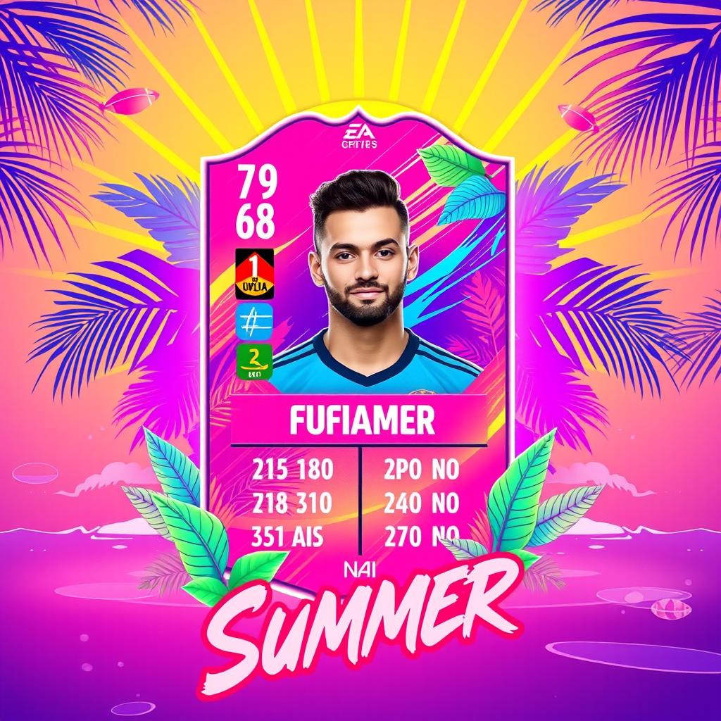 A high-quality FIFA Mobile card design featuring vibrant summer themes