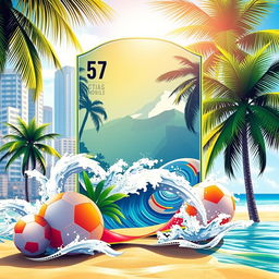 A vibrant FIFA Mobile card design featuring summer themes, adorned with bright colors like sunny yellows, ocean blues, and lush greens