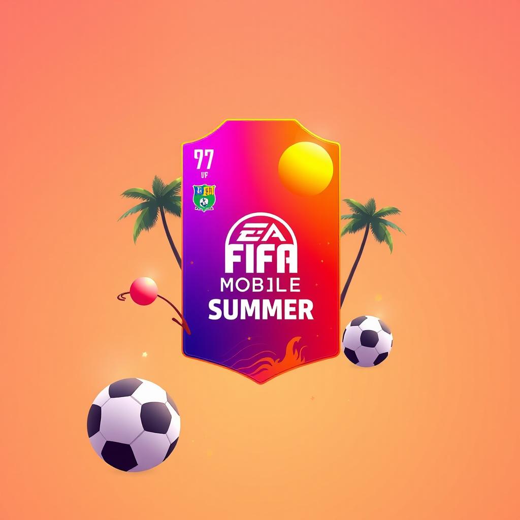 A vibrant and eye-catching FIFA Mobile card design featuring a summer theme