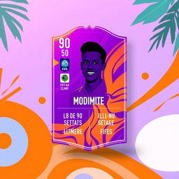 A vibrant FIFA Mobile card design featuring a summer theme with a purple gradient blended with orange colors