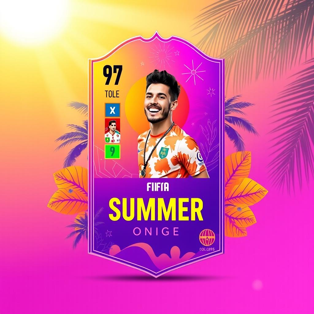 A stunning FIFA Mobile card design featuring a summer theme