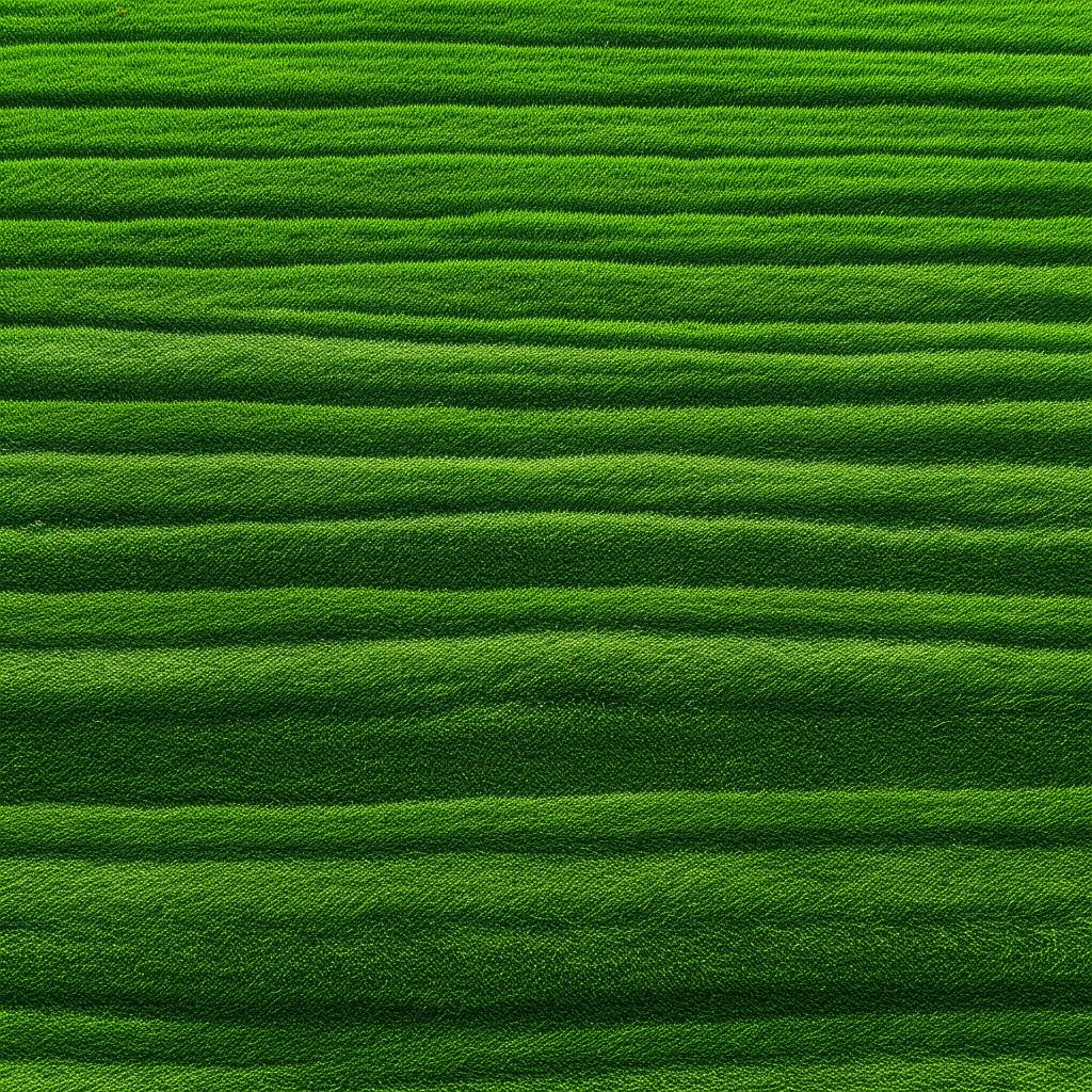 A sprawling, vibrant green lawn that has just been freshly mowed, with distinct, symmetrical stripe patterns.
