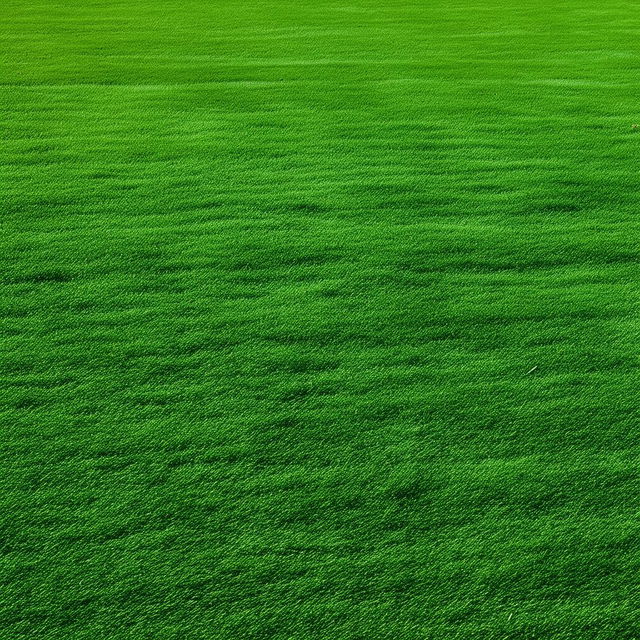 A sprawling, vibrant green lawn that has just been freshly mowed, with distinct, symmetrical stripe patterns.