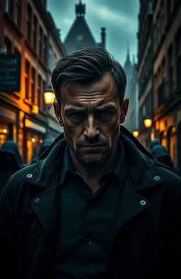 A suspenseful and intense scene set in Bremen, Germany, depicting a man on a mission for revenge as he confronts each of the men responsible for driving his sister to suicide through hurtful online comments