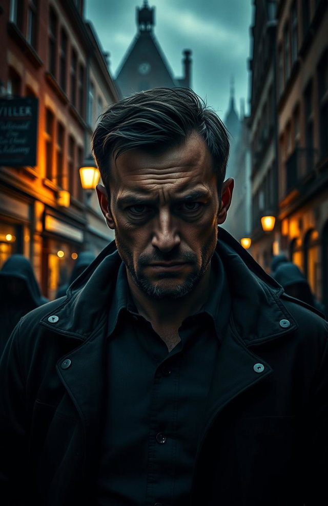 A suspenseful and intense scene set in Bremen, Germany, depicting a man on a mission for revenge as he confronts each of the men responsible for driving his sister to suicide through hurtful online comments