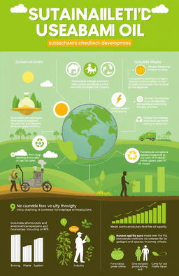 A vibrant infographic depicting sustainability and development in the oleochemical and vegetable oil industry
