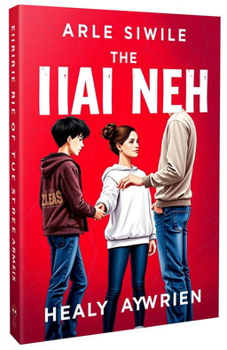 A book cover design featuring a vibrant red background with faint blue and purple veins running through it