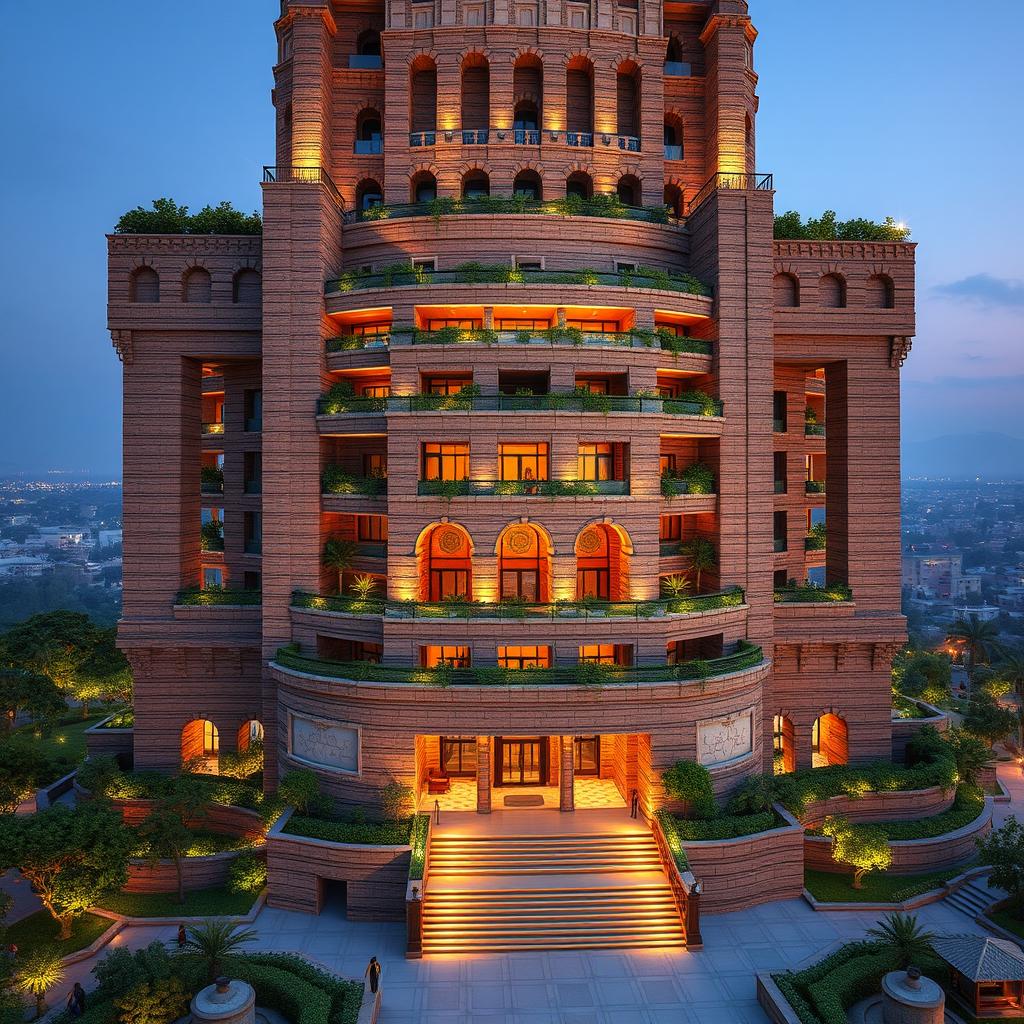 A 20-story tower that seamlessly blends the architectural elements of Chogha Zanbil with modern design