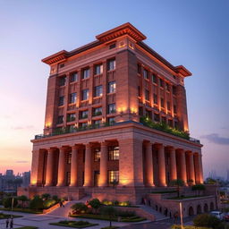 A 20-story tower designed with a blend of Achaemenid architecture and modern elements, featuring handmade bricks and polished stones reminiscent of Persepolis