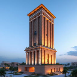 A 20-story tower designed with a blend of Achaemenid architecture and modern elements, featuring handmade bricks and polished stones reminiscent of Persepolis