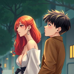 A depiction of a loving couple in a realistic style, set in a university environment