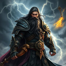 A powerful sorcerer warrior named Victros, showcasing his fierce appearance