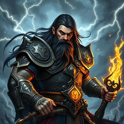 A powerful sorcerer warrior named Victros, showcasing his fierce appearance