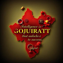 An artistic representation of the map of Gujarat, India, designed to highlight intelligence themes