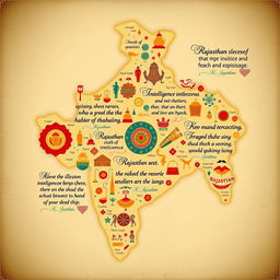 A thematic illustration featuring the map of Rajasthan, India, intricately designed with elements symbolizing intelligence and espionage