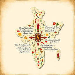 A thematic illustration featuring the map of Rajasthan, India, intricately designed with elements symbolizing intelligence and espionage