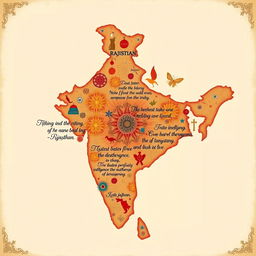 A thematic illustration featuring the map of Rajasthan, India, intricately designed with elements symbolizing intelligence and espionage