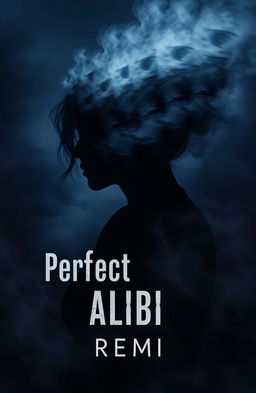 A haunting and surreal novel cover for "Perfect Alibi" by Remi, featuring a woman's silhouette partially dissolving into smoke or shadows