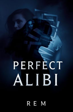 A haunting and surreal novel cover for "Perfect Alibi" by Remi, featuring a woman's silhouette partially dissolving into smoke or shadows