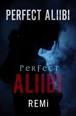 A haunting and surreal novel cover for "Perfect Alibi" by Remi, featuring a woman's silhouette partially dissolving into smoke or shadows