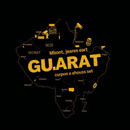 An artistic representation of the Indian state of Gujarat, integrated with a spy agent theme