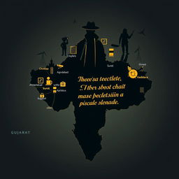 An artistic representation of the Indian state of Gujarat, integrated with a spy agent theme