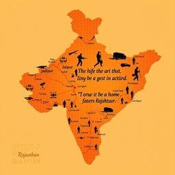 An artistic depiction of the Indian state of Rajasthan, designed with a spy agent theme