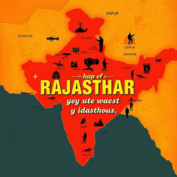 An artistic depiction of the Indian state of Rajasthan, designed with a spy agent theme