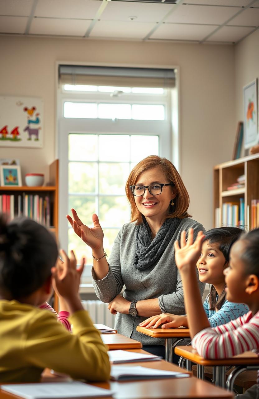 A heartwarming scene portraying the journey of a dedicated teacher