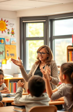 A heartwarming scene portraying the journey of a dedicated teacher