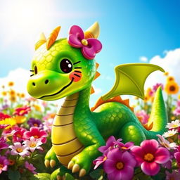 A whimsical dragon with a cute Hello Kitty face, featuring the signature bow on its ear and the stylized facial features