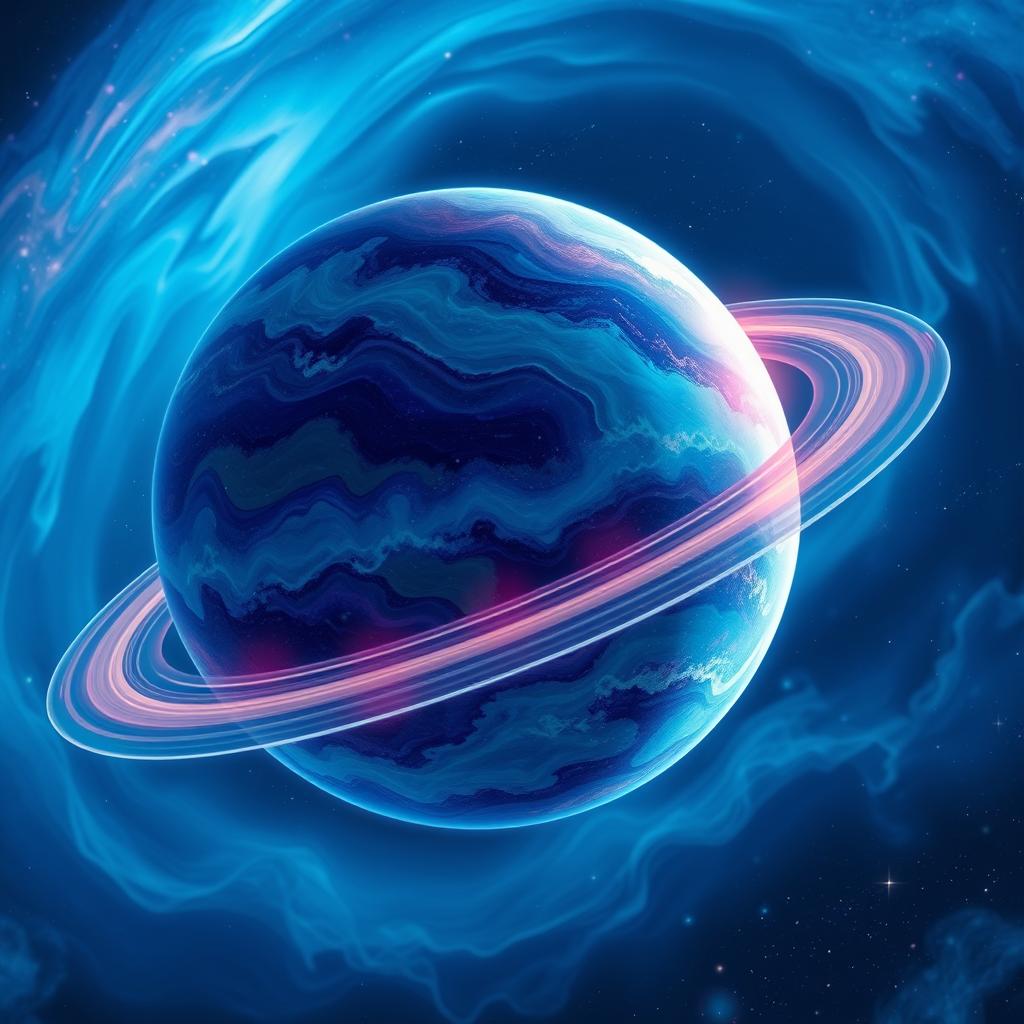 An incredibly beautiful planet floating in space, featuring vibrant colors and intricate patterns