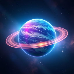 An incredibly beautiful planet floating in space, featuring vibrant colors and intricate patterns