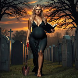 A beautiful, stunning, and innocent 18-year-old woman with medium breasts, very wide, bulging hips, thick round thighs, long, shapely thick legs, and bare feet