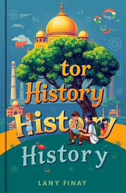 A visually engaging book cover depicting the connection between ancient world history and modern India