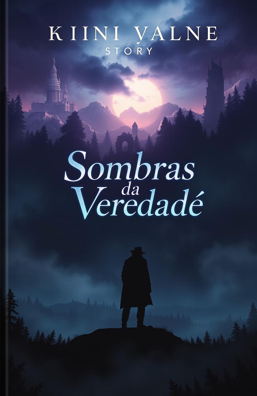 A stunning book cover design for a story titled 'Sombras da Verdade'