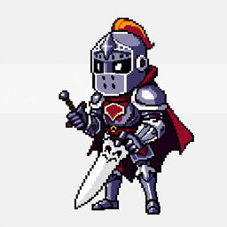 A pixel art representation of a knight holding a sword