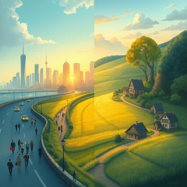 A serene and evocative illustration inspired by the concept of 'Parallel Lives', depicting two sets of life paths intertwining yet remaining distinct
