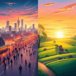 A serene and evocative illustration inspired by the concept of 'Parallel Lives', depicting two sets of life paths intertwining yet remaining distinct