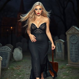 A stunning and beautiful 18-year-old girl with small breasts, curvy figure, and extremely wide, flabby hips, thick round wide thighs, and long, thick legs