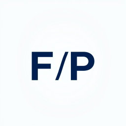 A minimalist design featuring the abbreviation 'FP' in large, bold letters at the center of a 500x500 pixel canvas