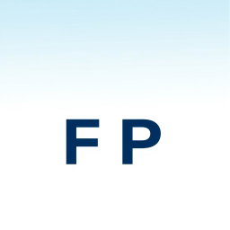 A minimalist design featuring the abbreviation 'FP' in large, bold letters at the center of a 500x500 pixel canvas