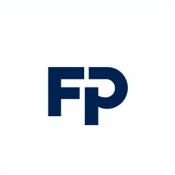 A minimalist design featuring the abbreviation 'FP' in large, bold letters at the center of a 500x500 pixel canvas